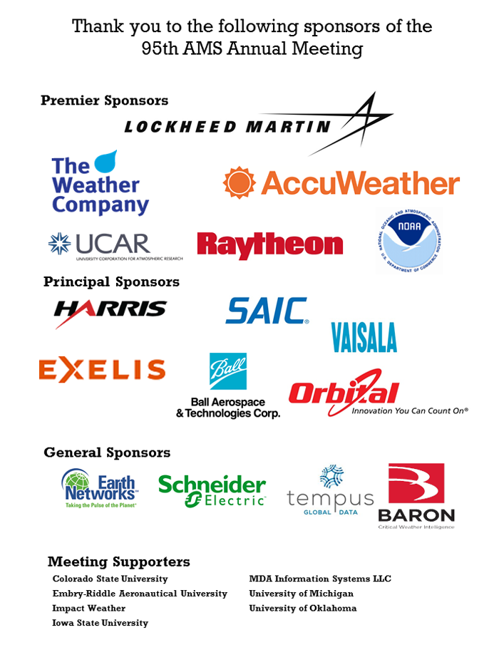 AMS thanks the sponsors of the 95th AMS Annual Meeting