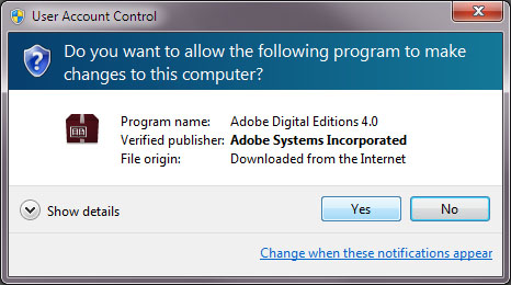 Popup asking if you will allow the program to make changes to your computer