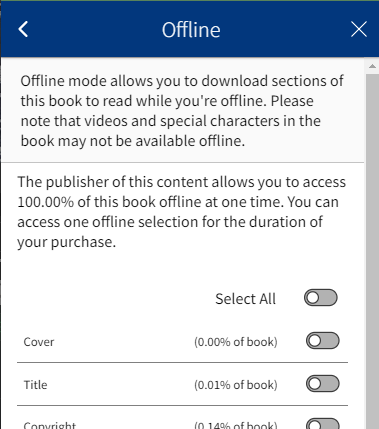 Offline reading menu screenshot