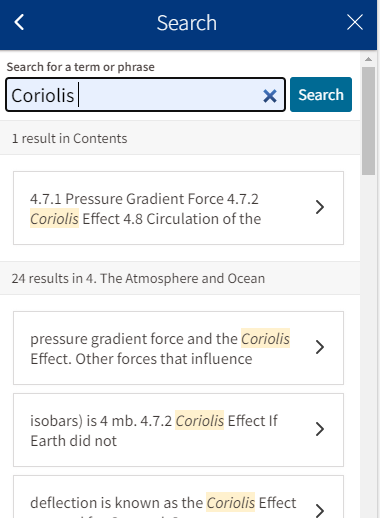 Search for Coriolis as an example
