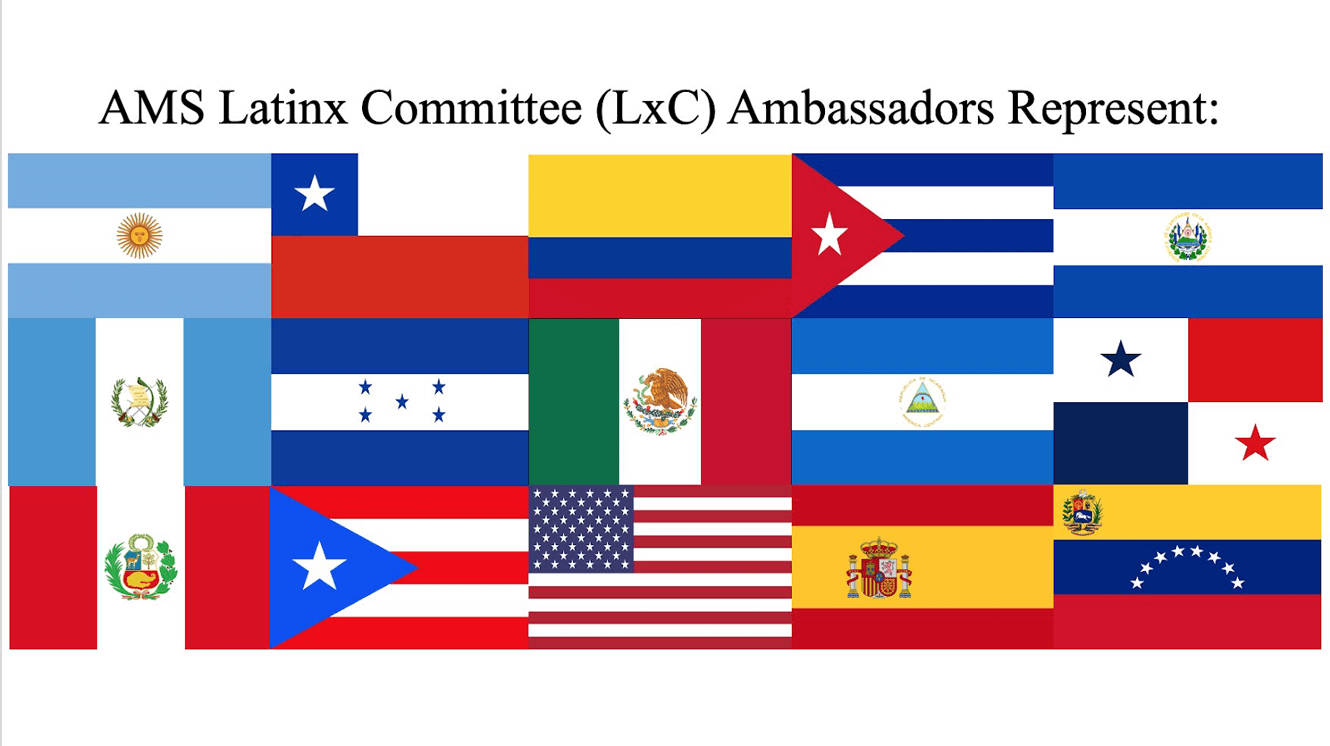 A collage of the flags of the countries that LatinX ambassadors represent