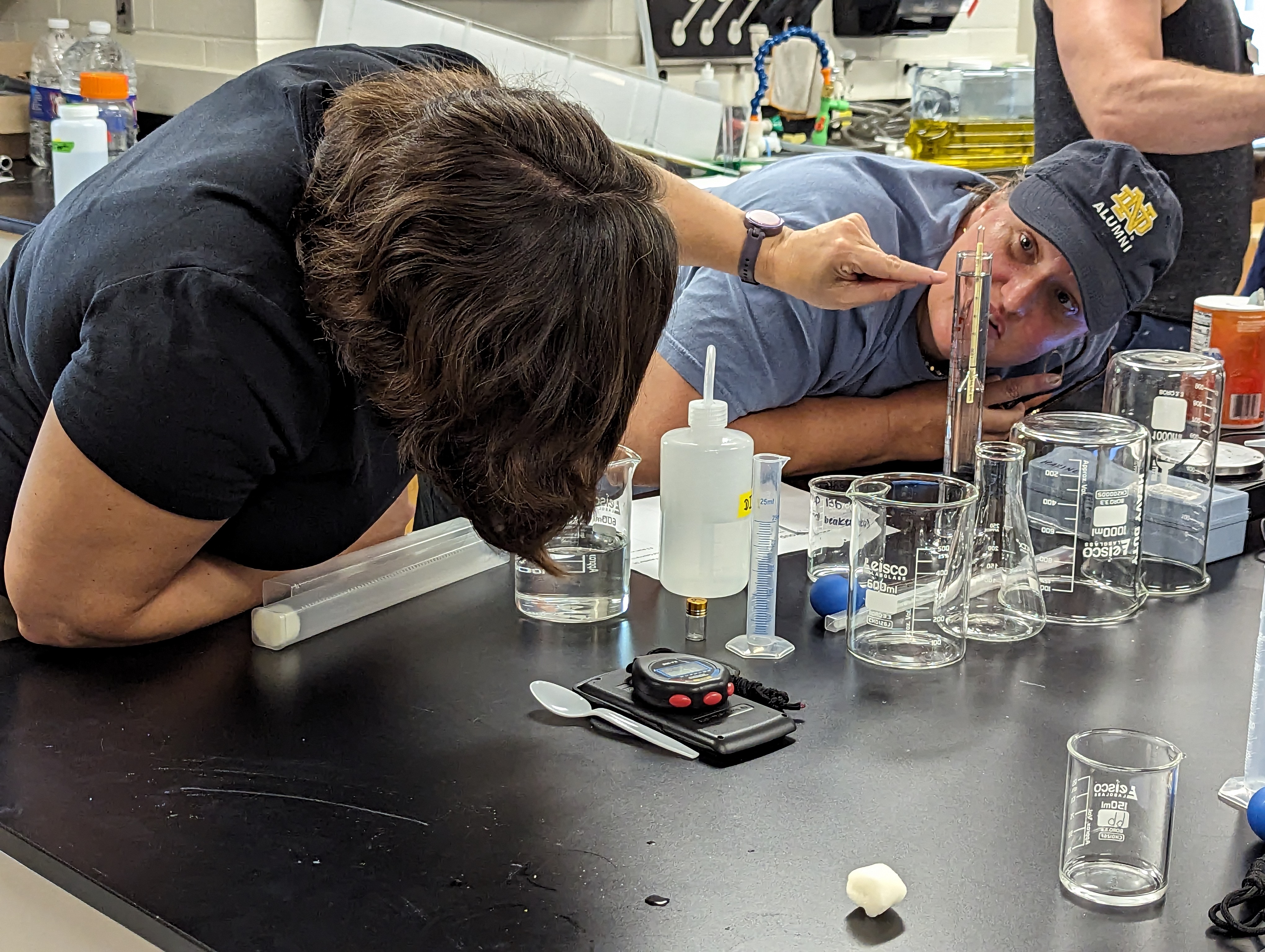Teachers in a chemistry lab
